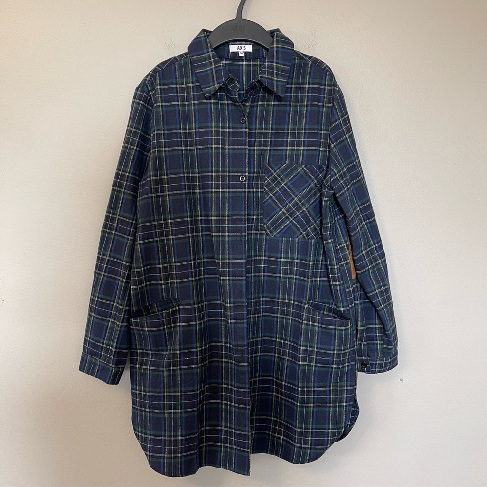 Axis Plaid Button Down Long Sleeve Dress Shirt Women Size Medium EUC